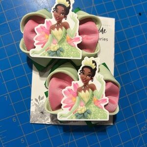 Hand Crafted Princess Hair Bows - Pink and Green